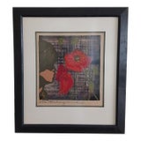 Tadashi Nakayama 1956 Woodblock Print Child With Poppies Free Shipping! For Sale
