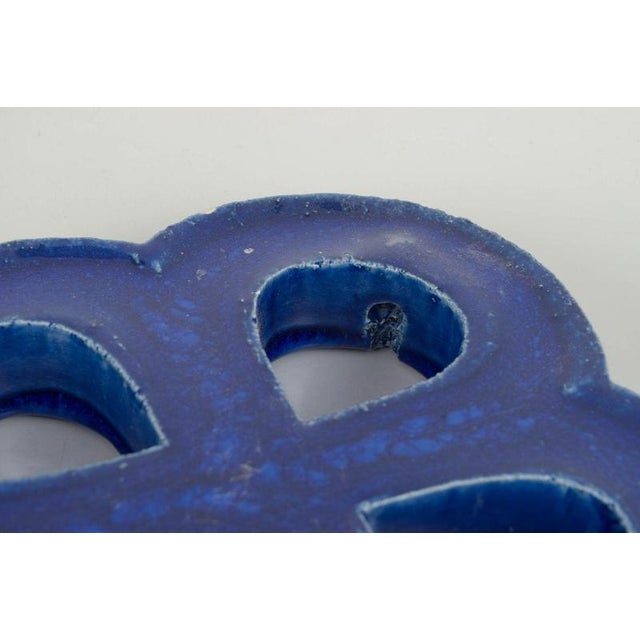 Vintage Stoneware Wall Relief in Deep Blue Glaze from Gustavsberg, 1960s For Sale - Image 3 of 5