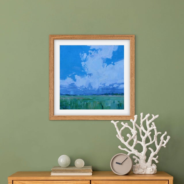 Blue Cloudscape Oil Painting, Original Contemporary Landscape For Sale - Image 8 of 9