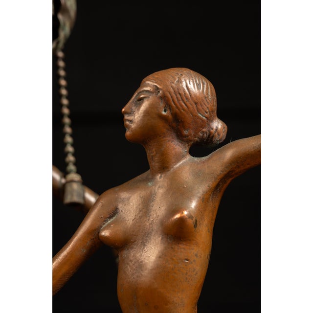 1930s Vintage Figural Art Deco Bronze Table Lamp For Sale - Image 5 of 11
