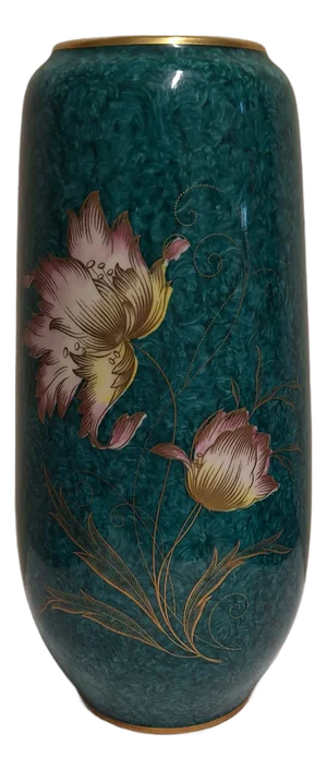 German Art Deco Handmade Blue Marbled Porcelain Vase with Blossom from Royal Bavaria KM, 1930s