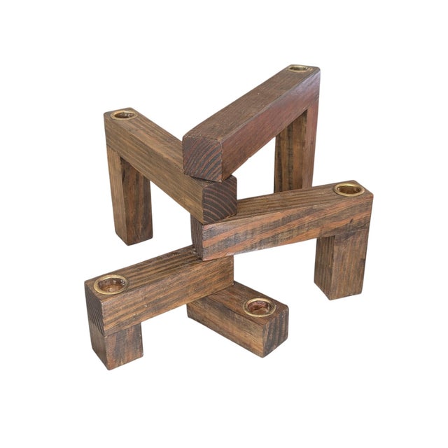 Mid Century Modern Wooden Articulating Candle Holder For Sale - Image 10 of 15