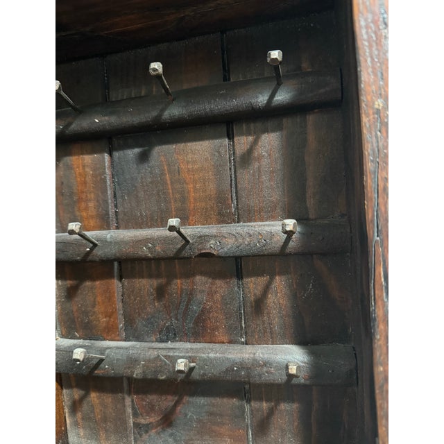 Late 19th Century Antique Rustic Wooden Wall-Mounted Key Cabinet, 9 Hooks For Sale - Image 5 of 12