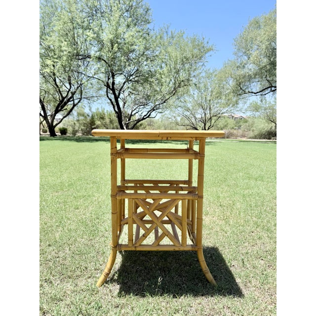 Ornamental & Decorative Materials Vintage Faux Bamboo Rattan Magazine Rack Side Table For Sale - Image 7 of 7