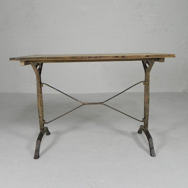 Art Deco Bistro Table with Oak Top on Cast Iron Table, 1930s For Sale - Image 9 of 18