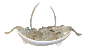 Glass and Ceramic Grape Basket Mixed-Media Sculpture by Dror Karta