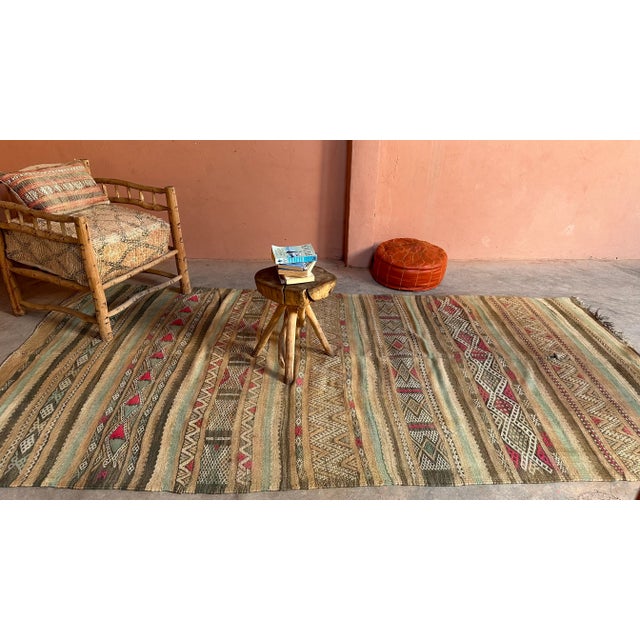 1980s Moroccan Vintage Kilim Zayan Rug - 11.2 X 5.48 Ft For Sale - Image 9 of 10