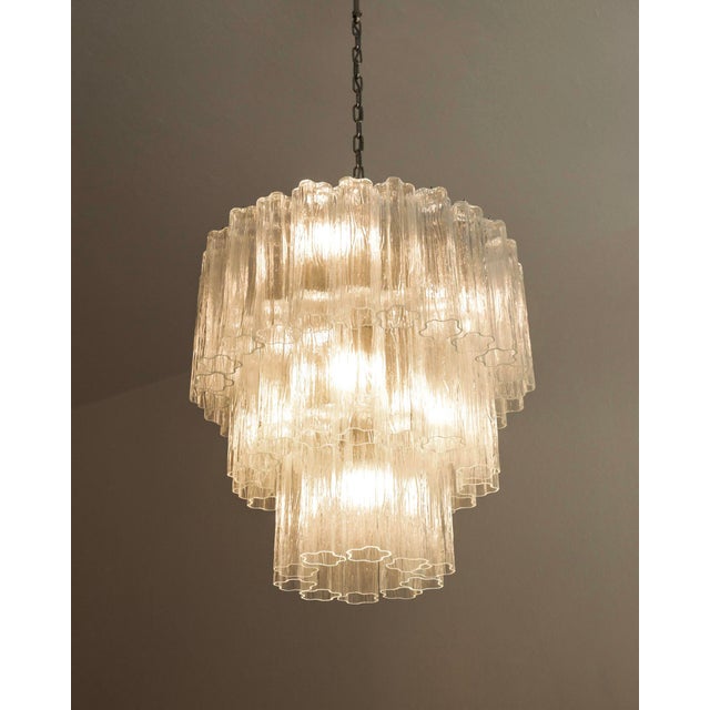 1980s Murano Glass Chandelier with Transparent Glass Elements, Italy, 1980s For Sale - Image 5 of 10