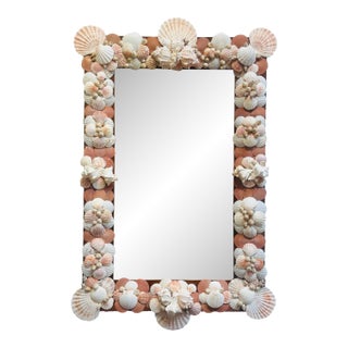 Large Antique Mirror With Shells For Sale