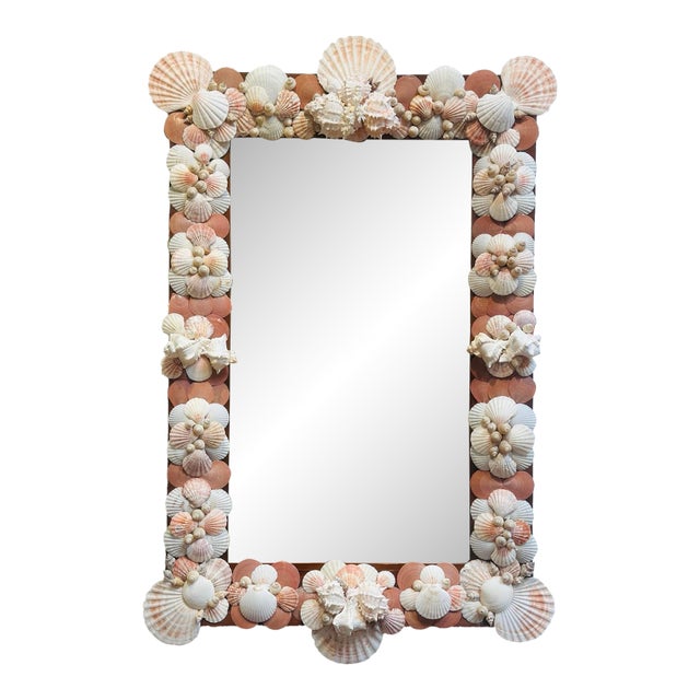 Large Antique Mirror With Shells For Sale