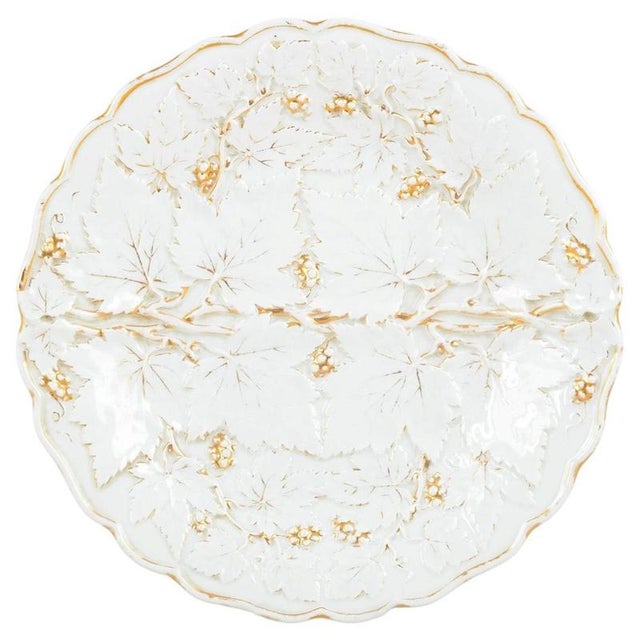 Antique Dish in Porcelain with Relief Leaf Decoration from Meissen, 1800s For Sale - Image 5 of 5