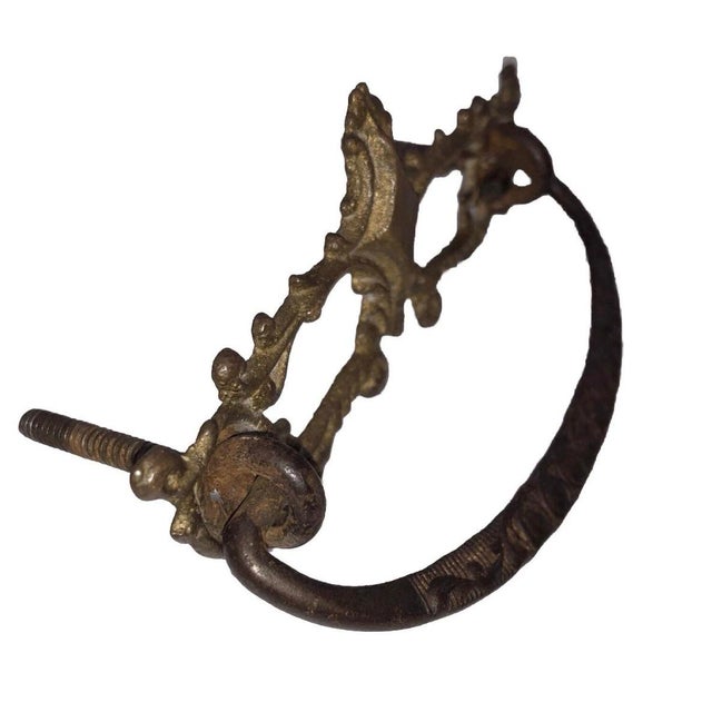 Vintage Ornate Brass Drawer Pull—Bail Drop Furniture Restoration Hardware For Sale - Image 4 of 12
