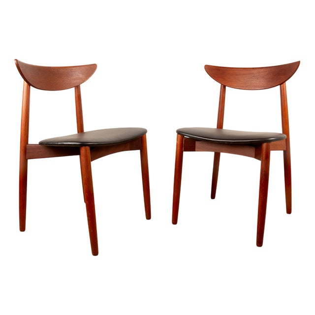 Danish Teak and Skai Chairs by Harry Ostergaard for Randers Møbelfabrik, 1960s, Set of 2 For Sale