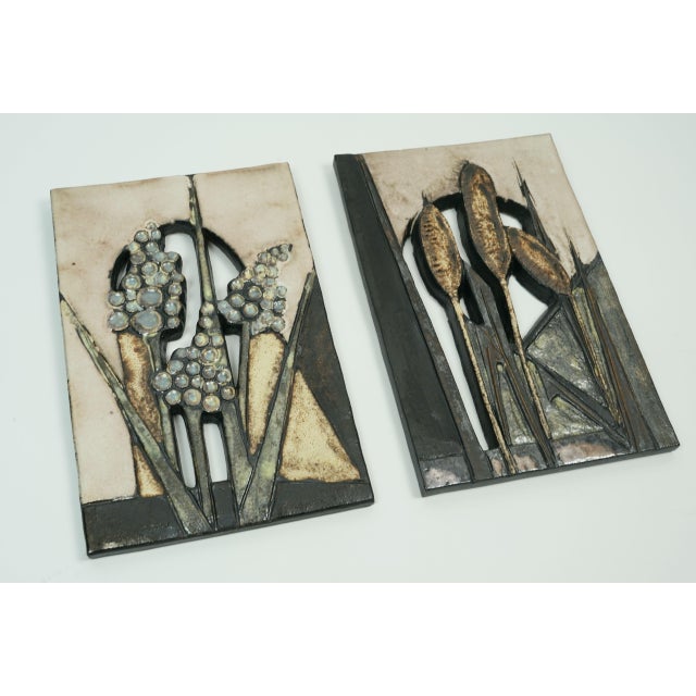 Vintage Wall Tiles from Ruscha-Keramik, W. Germany, 1970s, Set of 2 For Sale - Image 6 of 16