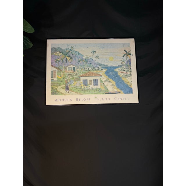 Framed Andrea Beloff Tropical Island Sunset Poster For Sale In Miami - Image 6 of 9