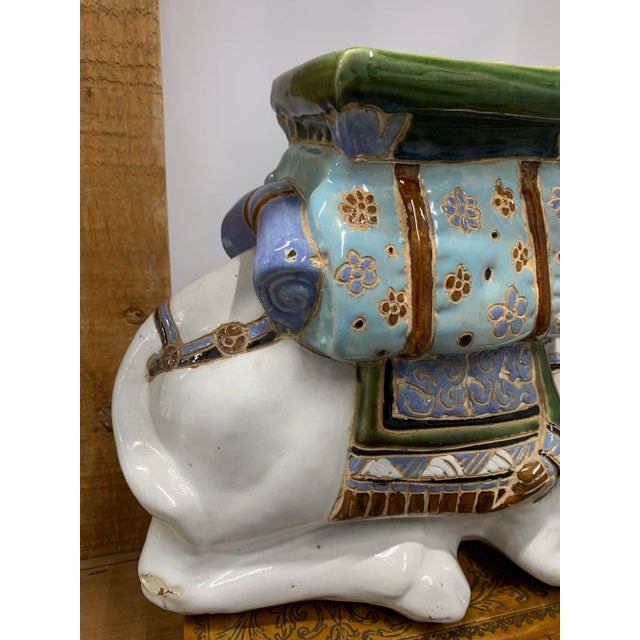 Hollywood Regency Vintage 1960’s Glazed Ceramic Camel Plant Stand For Sale - Image 3 of 6