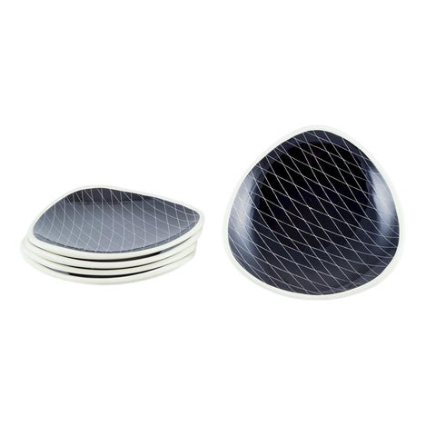 Small Mignon Plates in Faience with Geometric Pattern from Schramberg, Germany, 1960s, Set of 5 For Sale
