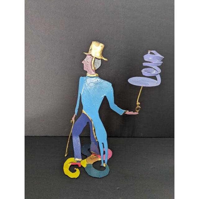 Piper Strong Whimsical Hand Painted Metal Sculptural Man Woman Candle Holders For Sale - Image 4 of 10