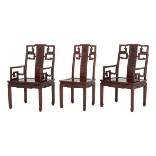 Chinese Modern Rosewood Armchairs and Side Chair Set, 3 For Sale