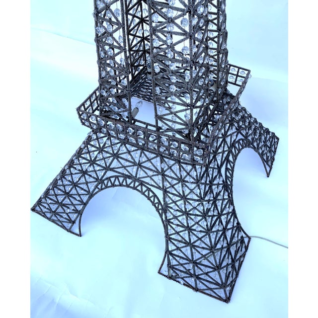 Metal Vintage Mid-Century Large 7 Foot Beaded Glass Floor Lamp in the Form of the Eiffel Tower For Sale - Image 7 of 11