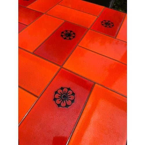Mid-Century Optical Red Ceramic Coffee Table, Denmark, 1960s For Sale - Image 3 of 9
