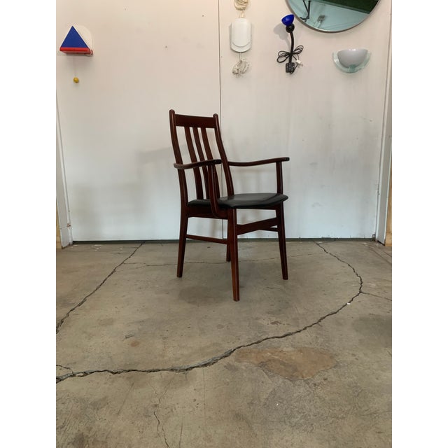 Wood 1960s A Danish Pair of High-Backed Dining Table Chairs With Armrests For Sale - Image 7 of 18