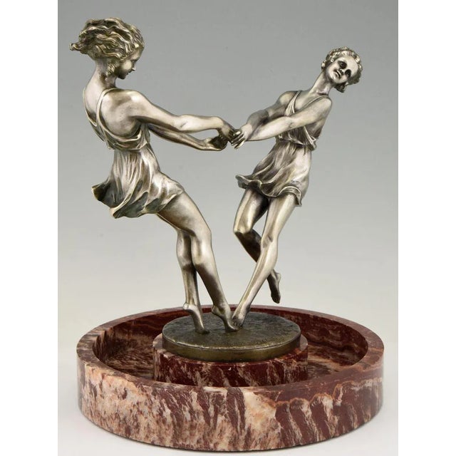 1920s Andre Gilbert, Art Deco Centerpiece with Bronze Sculpture of Dancing Girls, France, 1925 For Sale - Image 5 of 13