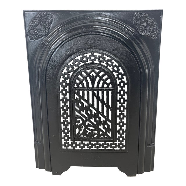 Late 19th Century French Quarter Gate Design Cast Iron Fireplace Surround & Summer Cover 21" X 27" For Sale