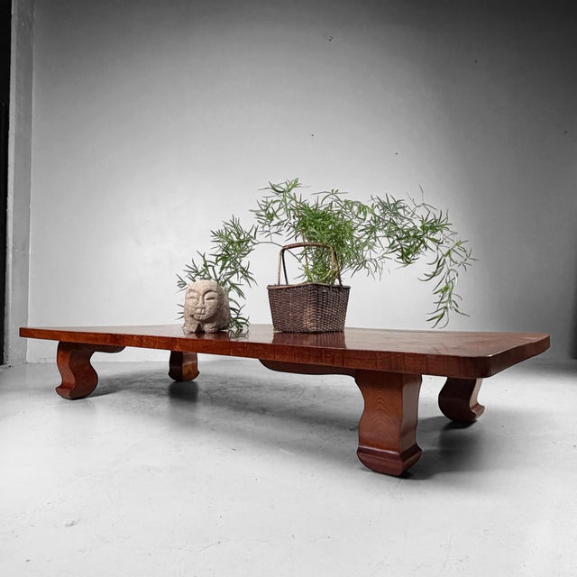 Large Japanese Zataku Low Table in Keyaki Wood, 1960s For Sale - Image 6 of 18