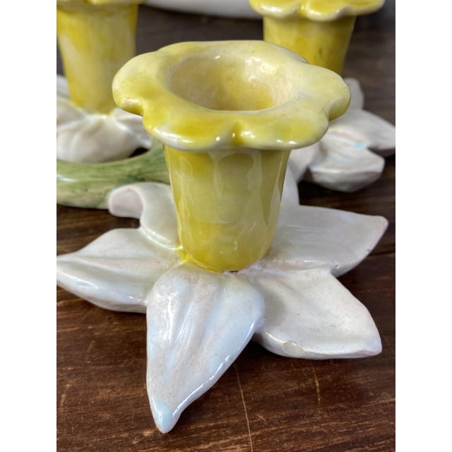 Earthenware Centerpiece and Two Candlesticks, 1950s, Set of 3 For Sale - Image 13 of 18