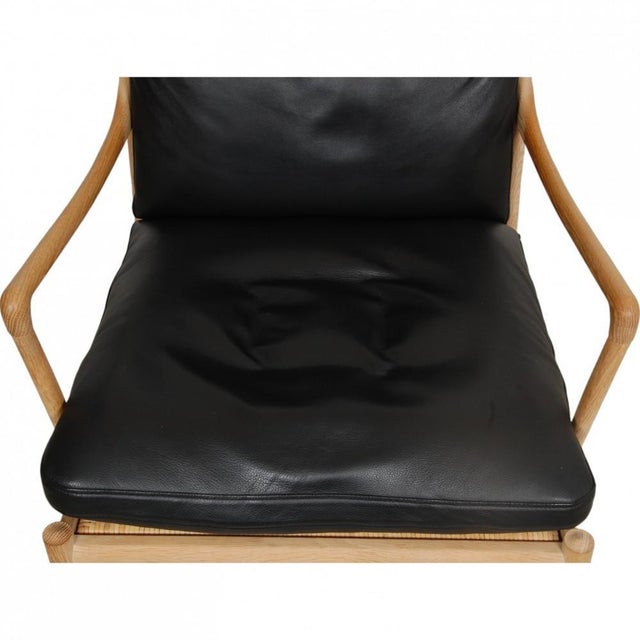 Colonial Chair in Oak and Black Leather by Ole Wanscher For Sale - Image 5 of 11
