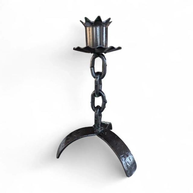Mid 20th Century Vintage Brutalist Chain Link Candle Holder For Sale - Image 5 of 8