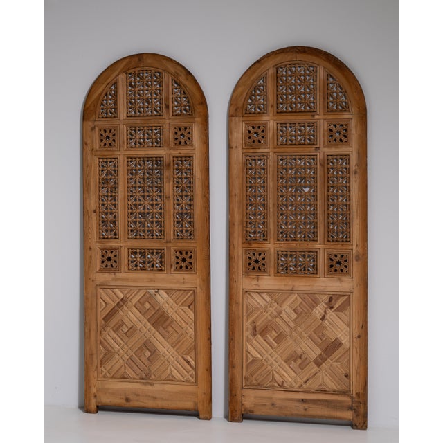 Wood Early 20th Century Egypt Egyptian Revival Brown Wood Door For Sale - Image 7 of 12