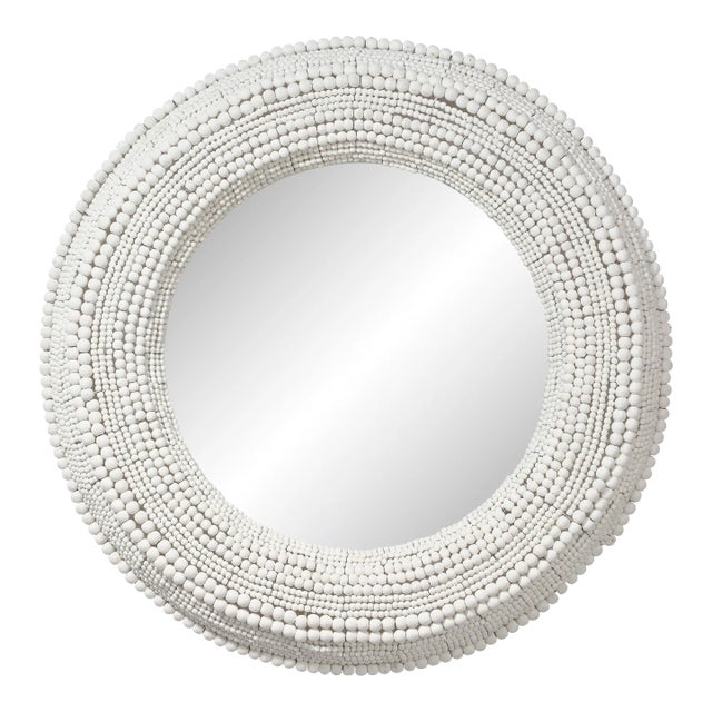 Jamie Young Strand Beaded Mirror in White For Sale