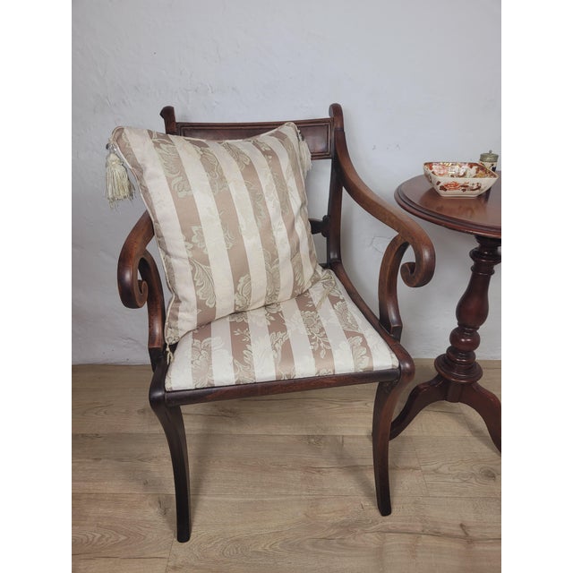 Antique Victorian Upholstered Mahogany Carver Armchair, 1890 For Sale - Image 3 of 18