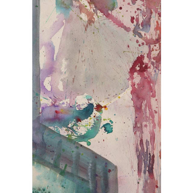 1970s Vintage Large Abstract Watercolor by Eviristo Guiliani For Sale - Image 5 of 6