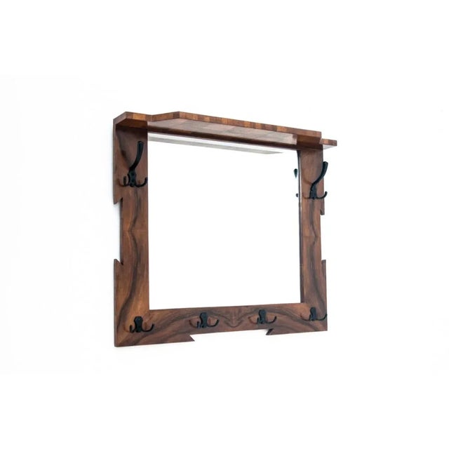 Art Deco Dressing Hanger with Mirror, Poland, 1950s, in Restored conditions. Designed 1950 to 1959