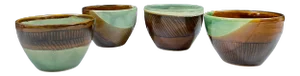 Handmade Japanese Style Pottery Tea Cups / Bowls - Set of 4