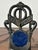 Art Nouveau metal and blue velvet watch stand with floral decorations Dimensions: height 13 cm, width 8 cm, depth 7 cm...