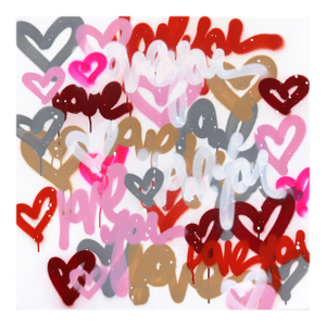 Sweet and Yummy - Pink Red Abstract Heart Graffiti Original Artwork by Amber Goldhammer