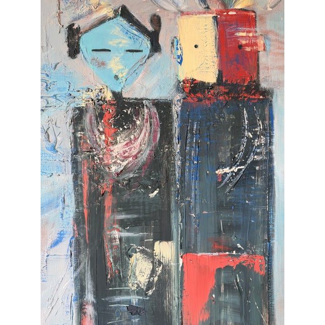 1980’s Vintage Lynn Impressionist Abstract Figurative Oil Painting on Canvas - Unframed For Sale - Image 4 of 15