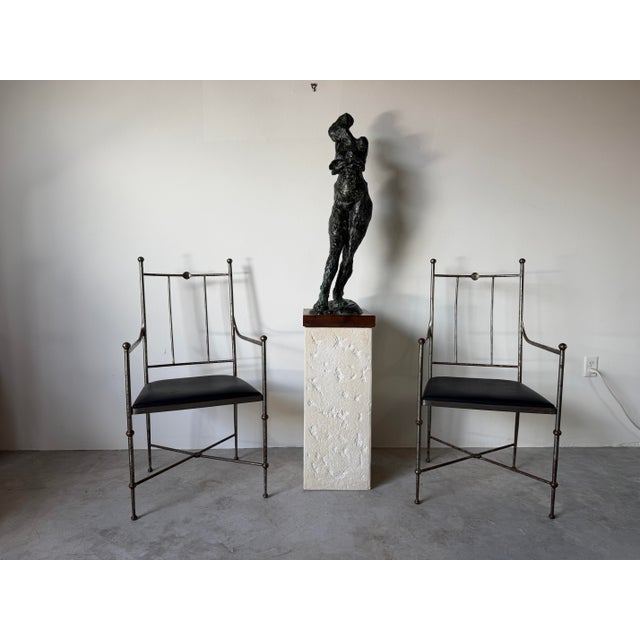1980s Vintage Postmodern Organic Textured Plaster Display Pedestal For Sale In Miami - Image 6 of 12