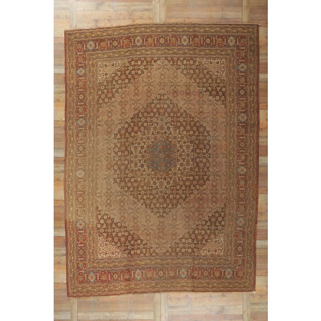 Brown Antique Persian Tabriz Rug - 09'05 X 13'01 For Sale - Image 8 of 9
