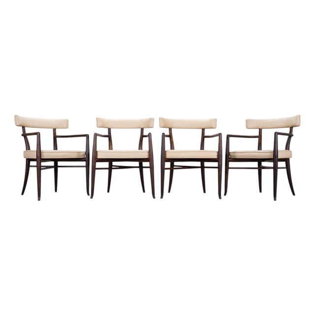 Set of Four T. H. Robsjohn-Gibbings Klismos Dining Armchairs For Sale