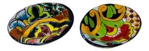 Talavera Hand Painted Lidded Soap Dishes, Mexico - Set of 2