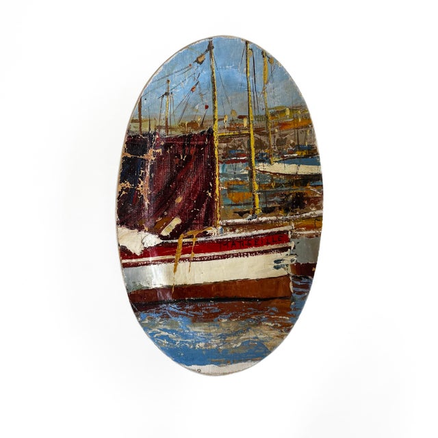 2020s "Le Port De Marseille" Original Custom Painted Plate Installation - Set of 4 For Sale - Image 5 of 16