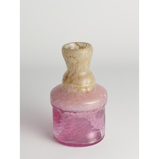 Bubblegum Pink and Yellow Art Glass Vase by Milan Vobruba, Sweden, 1980s For Sale - Image 11 of 14