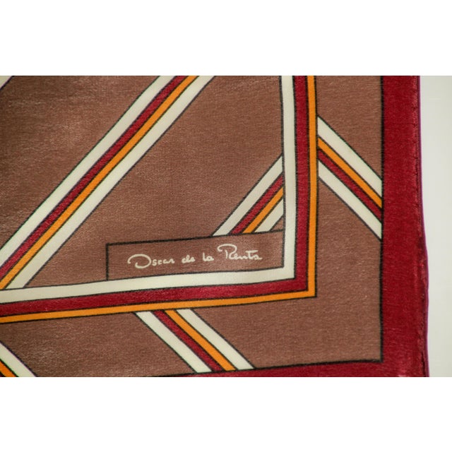 Oscar de la Renta Brown Silk Pocket Square Handkerchief Crafted in Italy. This silk handkerchief bandanna combines...