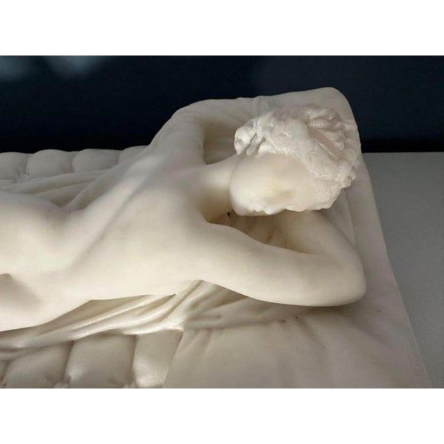 Italian School Artist, Nude Sculpture of Hermaphroditus, 19th Century, White Carrara Marble For Sale - Image 6 of 18