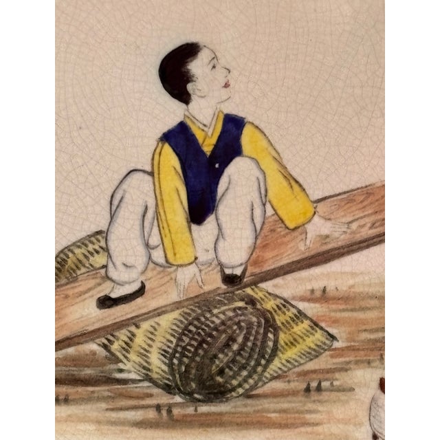 Ivory Circa 1950 Korean Daehan Decorative Ceramic Plate For Sale - Image 8 of 12